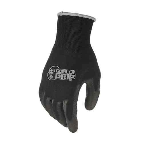 Gorilla Grip Work Gloves, Never Slip Maximum Grip All-Purpose, Gloves for Men, Superior in Wet, Dry, Oily Conditions, Polymer Palm, Extra Large Size, 15 Pairs, Black/Blue | 25043-25