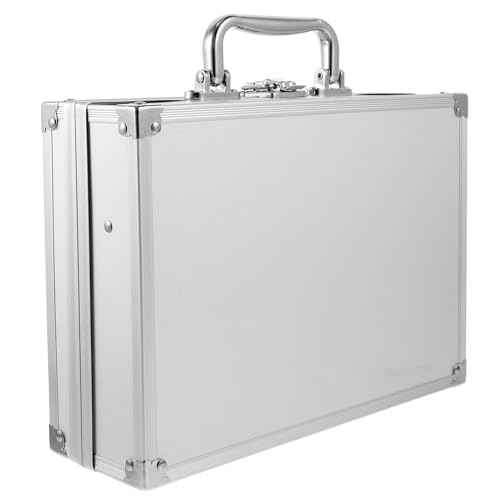 DOITOOL Metal Briefcase Hard Case 10x7x3 Inch Aluminum Briefcases for Men Toolbox Organizer Cash Case Portable Locking Storage Totes Lock Boxes for Personal Items Cash Travel