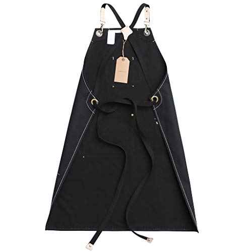 Jeanerlor - Canvas Work Apron with Pockets Cross Back Straps Design Up to XXXL