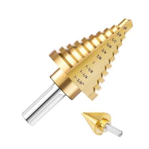 Titanium Coated HSS Step Drill Bit ? 10 Sizes (1/4" to 1-3/8") | High-Speed Steel Unibit for Metal & Plastic Sheet Drilling