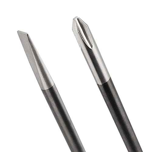 SEUNMUK 6 PCS 12 Inch long Magnetic Precision Screw Driver Tool Set, 3 Flat Head and 3 Cross Head Screwdriver Set, Magnetic Long Screwdriver Set with Rubber Handle