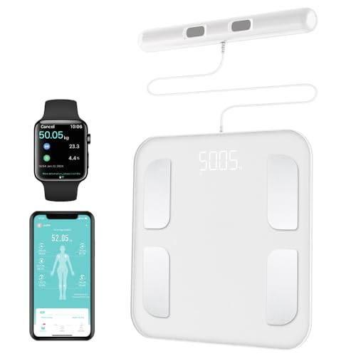 Fitdays Smart Body Fat Scale | Advanced 8-Electrode Technology for BMI/20+ Body Metrics | Full-Color LED & High Precision | Bathroom Weight Scale for Fitness/Weight Loss (FG2001B-A-WHITE)