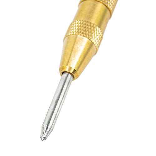 LINE2design Brass Window Punch - Firefighter, EMS, EMT Police Emergency Hand Rescue Tool - Automatic Heavy Duty Adjustable Center Spring Loaded Car Window Breaker