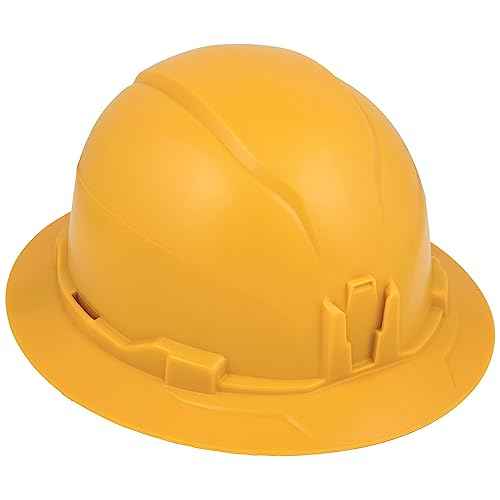 Klein Tools 60489 Hard Hat, Non-Vented Full Brim Style, Padded Self-Wicking Odor-Resistant Sweatband, Tested up to 20kV, Yellow