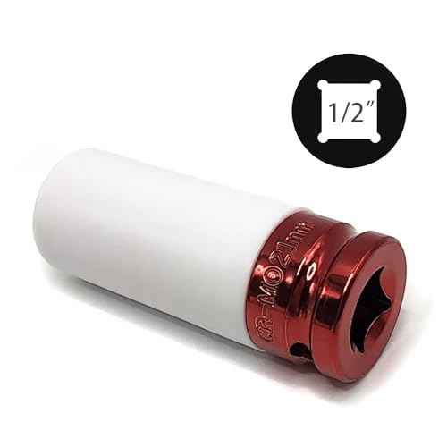 21mm 1/2" Drive Wheel Protector Impact Socket, Lug Nut Socket, Non-Marring Thin Wall Deep Socket