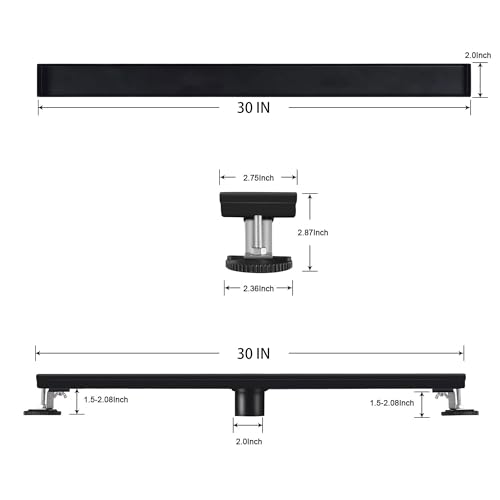 30-Inch Linear Shower Drain with Tile Insert Matte Black Cover, Rectangle Floor Drain Brushed 304 Stainless Steel Including Hair Strainer