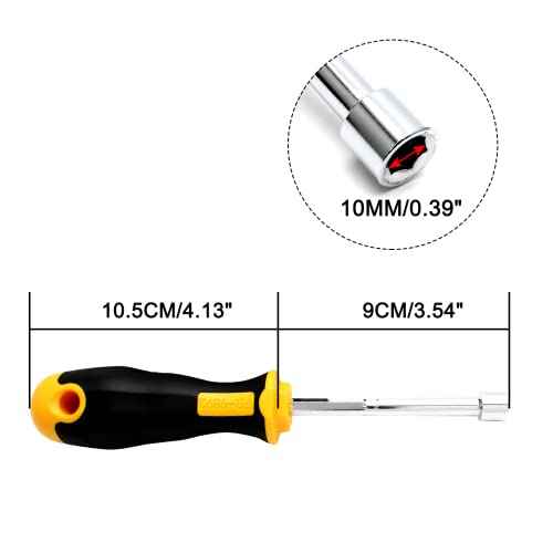 Piutouyar 10mm Socket Wrench Screwdriver, Hex Nut Driver, Steel Cushion Grip Screwdriver for Hand-Making, Repairs