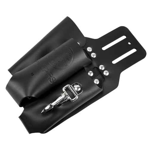 Klein Tools S5118PRS Leather Tool Holder with 3 Pockets for Pliers, Folding Rule, Screwdriver and Knife Snap, Fits Belts up to 2-Inch Wide
