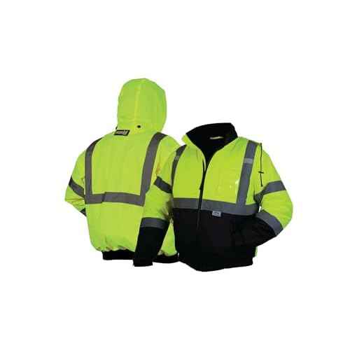 Pyramex Safety RJ3210XL RJ32 Series Jackets Hi-Vis Lime Bomber Jacket with Quilted Lining- Size Extra Large