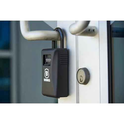 BRINKS - 79mm Outdoor Lock Box - for Indoor and Outdoor Use, Weather Resistant - 4-Dial Resettable Combination - Increased Security with Hardened Steel Shackle, Black (New Model, 1PK)