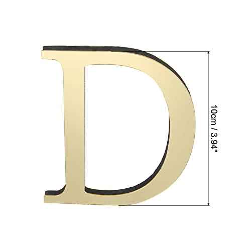 PATIKIL 3D Acrylic Alphabet Mirror Wall Stickers Letter D Self-Adhesive Home Decor Letter Sign Art Sticker Decal for DIY Home Decoration Light Gold