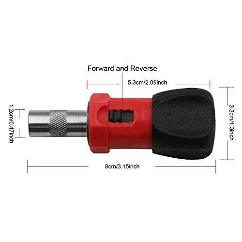 2 Pack Stubby Ratcheting Screwdriver Short Mini Ratchet Wrench Pocket Key with L R Switch Screw Bit Driver Holder Magnetic 1/4 Hex Socket 75mm Anti-slip Handle