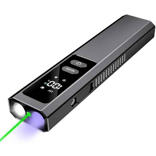 Flat EDC Flashlight Rechargeable with 4 Light Sources: Green Beam, UV Light, White LED Combo, Side Floodlight Combo, 600 Lumen Slim Small Pocket Magnetic Flashlight with Storage Case, Black