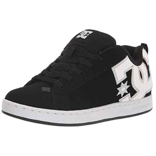 DC Women's Court Graffik Casual Skate Shoe,Black/White Stencil,7