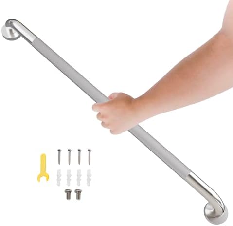36 Inch Shower Grab Bar, Bathroom Grab Bar Handle with Anti-Slip Knurled Grip, Stainless Steel Bath Balance Bar, 1.25" Diameter Bath Safety Bar Support for Seniors Elderly Pregnant, Brushed Nickel