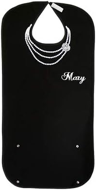 Women's Waterproof Adult Bib with Embroidered Design, Reusable, Washable Pearl Necklace (Personalized)