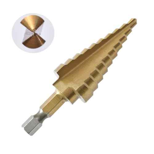 3PCS Step Drill Bit Set - Titanium Coated, High Speed Steel Drill Cone Bits for Sheet Metal Hole Drilling Cutting, Multi Size Hole Stepped Up Unibit for DIY Lovers