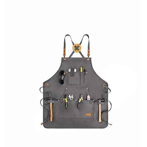 Waxed Canvas Tool Apron for Men and Women - Durable, Adjustable for Woodworkers, Mechanics, Blacksmiths, Carpenters