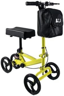 Knee Scooter,Economical Foldable Steerable Knee Walker,for Adults Foot Surgery,Injured Ankle Recovery Scoote(Yellow-Shock-Absorbing Design)