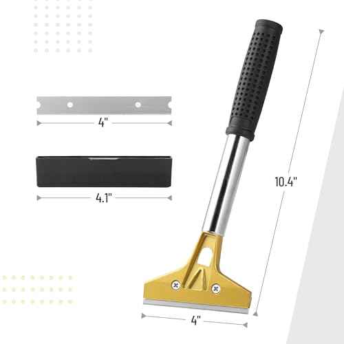 Bates- Razor Blade Scraper Tool, 4 Inch, Floor Razor Scraper Tool with 20 Extra Carbon Steel Blades and a Pair of Safety Gloves