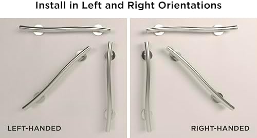 HEALTHCRAFT (2X Pack) Wave Decorative Grab Bars, ADA Compliant Bathroom Safety Bars for Seniors, Wall-Mounted, Supports Up to 500 lbs (Left & Right) (Brushed Stainless Steel, 24 Inch)