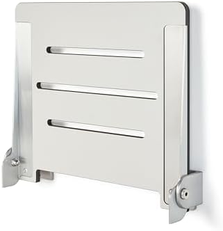 Seachrome 18 inch Silhouette Slimline Folding Wall Mount Shower Bench Seat, Light Gray Seat with Silver Frame