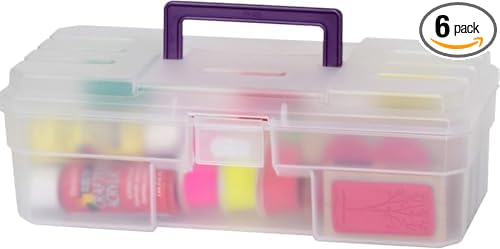 Akro-Mils 12-Inch ProBox Plastic Art Supply, Hobby or Craft Storage Toolbox, Model 09912CLPUR, (12" x 5-1/2" x 4"), Clear (Pack of 6)