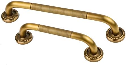 20 Inch Anti Slip Bronze Shower Grab Bar Polished Gold,ZUEXT Antique Brass Bathroom Grab Bar, Knurled Bathroom Balance Bar, Safety Hand Rail Support Handicap Elderly Injury Senior Assist Bath Handle