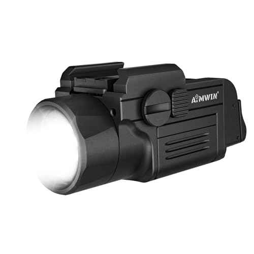 AIMWIN WL12 Weapon Light 650 Lumen 410 Meter Long Range 42000 Candela Compact Magnetic Rechargeable Rail Mounted Pistol Light Tactical Flashlight for GL Rail/1913 Picatinny Rail