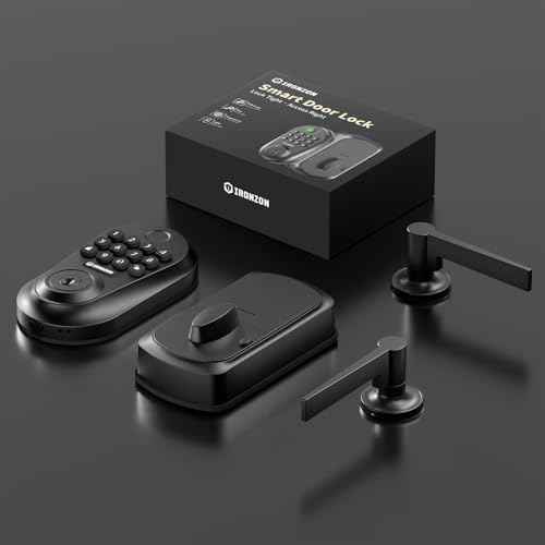 IRONZON Keyless Entry Door Lock Deadbolt with Handles Set Fingerprint Smart Door Lock with Keypad, Digital Auto-Locking Deadbolt, Electronic Entry Lock for Front Door