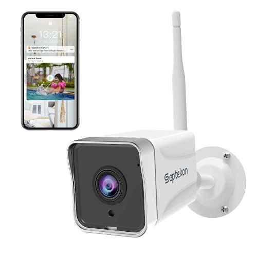 Septekon 2K Security Camera Outdoor£¬WiFi Cameras for Home Security Outside with Motion Detection Tracking, Night Vision, Two-Way Audio, IP66 Weatherproof, 2.4GHz Wi-Fi, Compatible with Alexa
