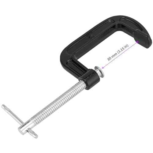 JEUIHAU 4 PCS 3 Inch C Clamp Set, Cast Iron C Clamps, Black Metal Small C Clamp with Sliding T-Handle, 3 Inch Mini G Clamp for Woodworking, Welding, Building, Metal Workpiece
