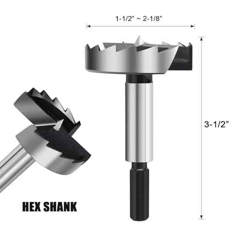 1-1/2 Inch Forstner Drill Bit for Woodworking, 1-1/2" Forstner Bit Wood Drill Bits for Holes, Hinge Cutter for Hard Wood, Plastic, Plywood HEX Shank