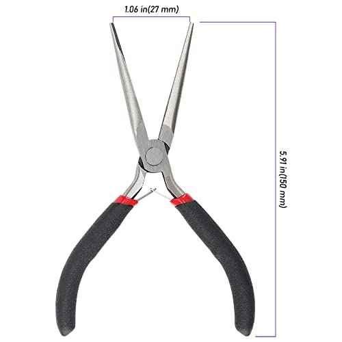 15 PCS 6 Inch Extra Long Needle Nose Pliers, Mini Precision Jewelry Pliers with Comfort Grip, Needle Nose Pliers for Jewelry Making, Repair, Crafts