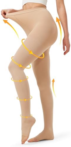 NURCOM Medical Compression Pantyhose for Women Men, 20-30 mmHg Graduated Support Tights, Closed Toe Compression Leggings