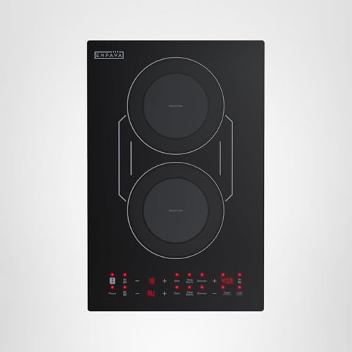 Empava Double/Dual Induction Cooktop 2 Burner, Shatter-proof Flat Glass Top, Bridge-SYNC, 3 Preset Modes, Bulit-in/Countertop, 110~120 Volt Plug in Electric Stove for Kitchen, RV, Outdoor Camping