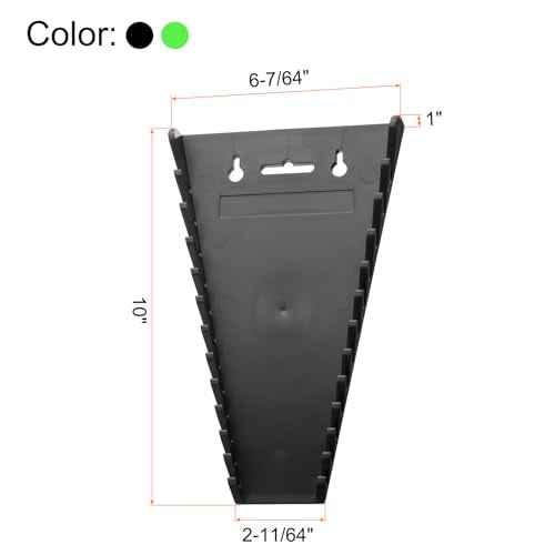 HARFINGTON 4pcs Magnetic Wrench Organizers, 12-Slot Each Wrench Holder, Wrench Rack Tray Storage For Tool Box, For Wrenches with Size SAE:1/4" - 15/16" Metric 6mm-24mm, Black,Green