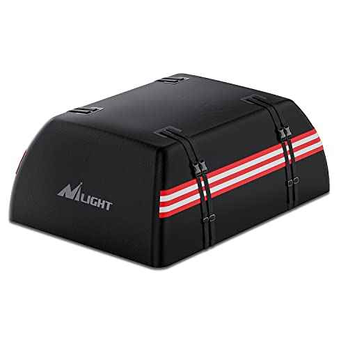 Nilight Car Roof Bag 21 Cubic Feet Waterproof Rooftop Cargo Carrier,Suitable for All Vehicle with/Without Rack - Waterproof Zip,Reflective Strip,Anti-Tear 840D PVC, with Anti-Slip Mat