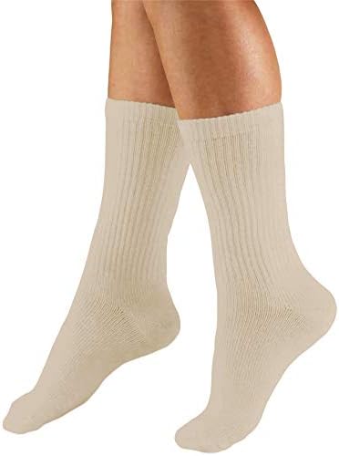 Truform Compression Socks, 15-20 mmHg, Men's Crew Length Mid-Calf Cushion Foot Socks, Tan, Medium