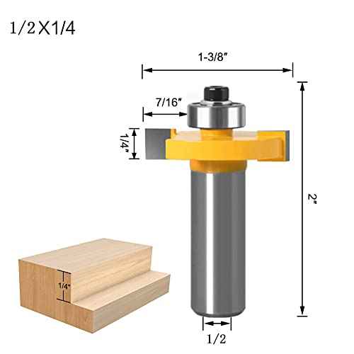 WSOOX 1/2 Inch Shank Rabbet Router Bit Set, 3 Pieces Rabbeting Router Bit with 6 Bearings Set (1/8", 1/4", 5/16", 3/8", 7/16", 1/2" Bearings) (1/2 Inch)