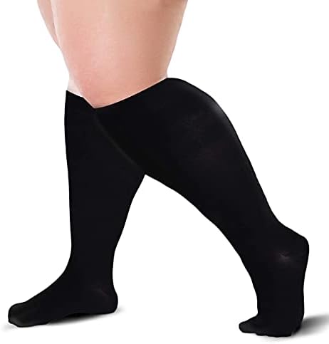 Compression Sock 20-30 mmHg for Women & Men for Wide Calf Travel, Running, Cycling Athletic, ETC Color – Black, Size - XL