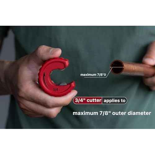 3/4" Tube Cutter Copper Pipe Slice Zinc Alloy Body with 1 Replacement Cutting Wheel