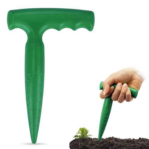 Seed Planter Tool, 6.9" Dibber Garden Tool, Plastic Seed Dibbler for Planting, Bulb Digger Garden Planter with Handle for Sowing Seeds, Planting, Bulbs, Digging (Green)