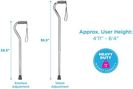 NOVA Heavy Duty Walking Cane with Offset Handle Silver
