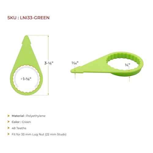 Mytee Products 100 Pcs Checkpoint Loose Wheel Lug Nut Indicator for 33MM Nuts - High Visibility Green 22mm Pointed Studs - Wheel Check Indicators for Commercial Trucks, Enclosed Trailers, Semi