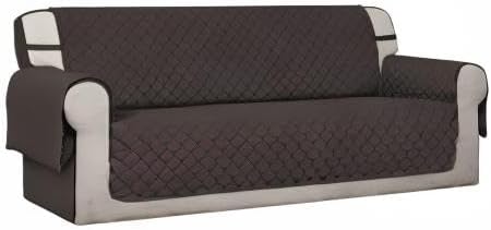 Easy-Going 4 Seater Sofa Slipcover Reversible Sofa Cover Water Resistant Couch Cover with Foam Sticks Elastic Straps Furniture Protector for Pets Children Dog Cat (XX-Large, Chocolate/Chocolate)