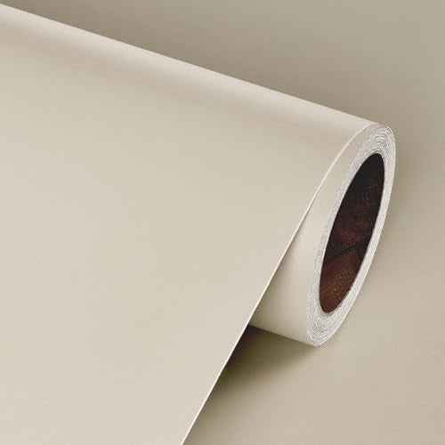 Livelynine Taupe Wallpaper Peel and Stick Dark Beige Contact Paper for Cabinets Drawers Shelves Self Adhesive Cabinet Wallpaper Waterproof Kitchen Vinyl Wrap Neutral Tan Cream Grey Removable 15.8x78.8