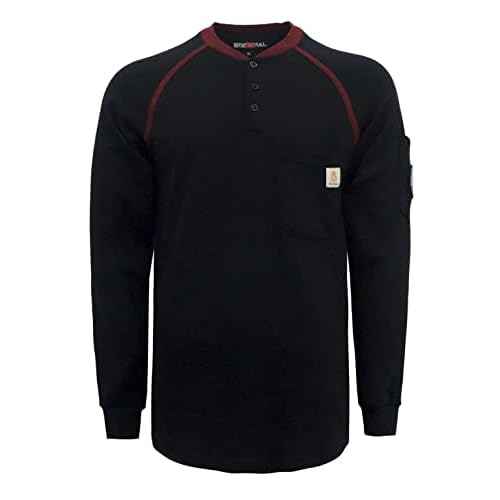 BOCOMAL FR Shirts Flame Resistant Henley Printed and Camo Two Tone 7oz Men's Fire Retardant Work Shirts