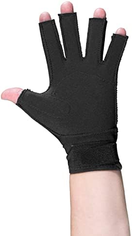 OTC Resting Splint Glove, 5 Finger Semi-Rigid Splints, Open Tips, Black, Left Hand, Small