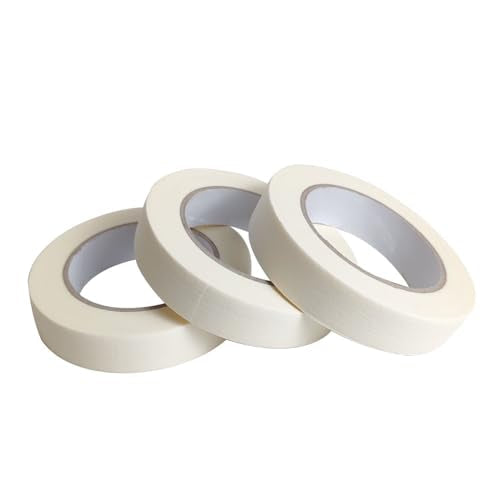 Lazybug studio Masking Tape 0.75 Inch, 3 Pack White Masking Tape, 3/4 Inch x 55 Yards x 3 Rolls,165 Yards in Total